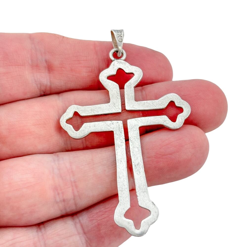 Vintage Sterling Silver 925 Openwork Cross Pendant